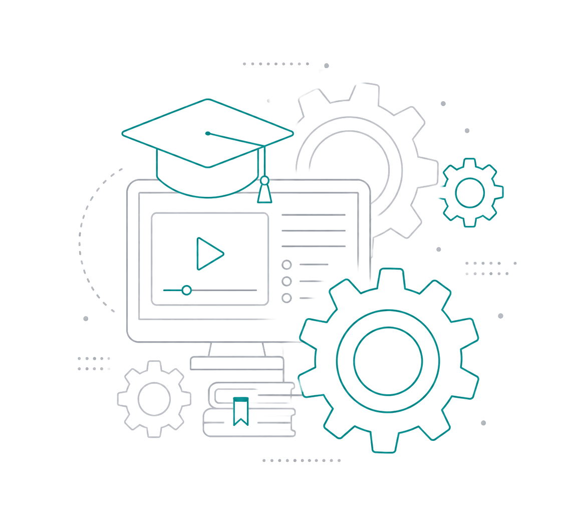OlamOTT streaming course video and gears illustration